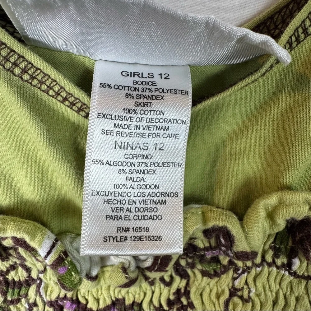 Sweet Heart Rose Green Brown Sleeveless Sundress Girls Size 12